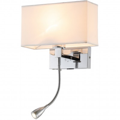 Απλίκα Τοίχου 1xE27 & LED 3W 234lm 230V Χρώμιο Υφασμάτινο Καπέλο ROSA